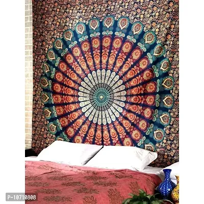 DRAVY HANDICRAFTS Tapestry Mandala Wall Hanging Cotton Bedsheet (Multicolor, Twin 84x54 inches)