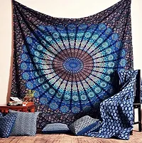 DRAVY HANDICRAFTS Tapestry Mandala Peacock Wing Tapestry Wall Hanging Bedsheet Cotton Bedsheet Wall Tapestry Bed Cover Wall Hanging Tapestry (Blue, Twin (84X54 Inches))-thumb3