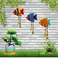 DRAVY HANDICRAFTS Hanging Fish Hand-Painted Main Door Latkan Toran For Garden Decorative Wall Hanging Balcony Decoration Hanging Items For Living Room Wall D?cor Decorative for Home (Set Of 3 Unit)(Length-12 inch)(Multicolour 7)-thumb1