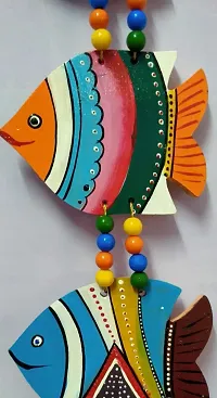 DRAVY HANDICRAFTS Hanging Fish Handmade and Hand-Painted Main Door Latkan Toran for Pooja Garden Wall Hanging Balcony Decoration Items for Room Wall D?cor for Home (Length-24 inch) (Multicolour 3)-thumb3