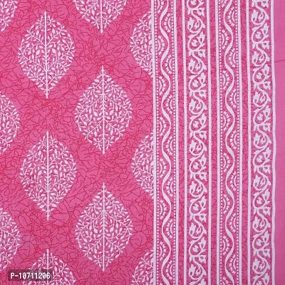 DRAVY HANDICRAFTS 300 TC Poddha Cotton Dobule Bedsheet Rajasthani Jaipuri Traditional Printed Bedspread Bedcover with 2 Pillow Covers (Pink, Double (100x90 Inches))-thumb3