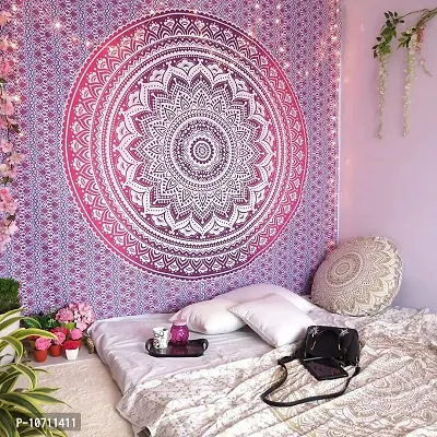 DRAVY HANDICRAFTS Cotton Tapestry Mandala Tapestry Wall Hanging Bedsheet Wall Hanging (Purple, Twin)