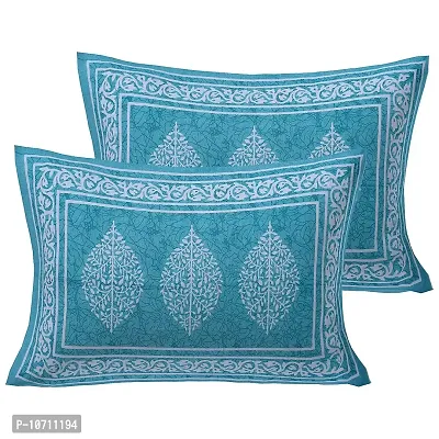 DRAVY HANDICRAFTS Tapestry Double Bedsheet Jaipuri Printed Bedsheet Rajasthani Bedsheet Bedspreads & Covers Double Bedsheet with Pillow Covers (Size-100x90 Inches) (Sea Green)-thumb4