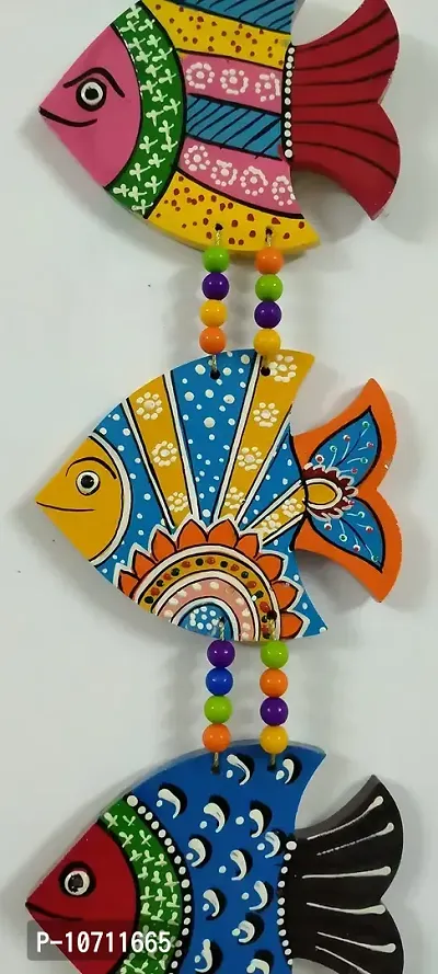 DRAVY HANDICRAFTS Hanging Fish Handmade and Hand-Painted Main Door Latkan Toran for Pooja Garden Wall Hanging Balcony Decoration Items for Room Wall D?cor for Home (Length-24 inch) (Multicolour 8)-thumb3