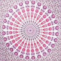 DRAVY HANDICRAFTS Tapestry Mandala Ombre Wall Hanging Cotton Bedsheet (Multicolor 2, Twin 84x54 Inches)-thumb4