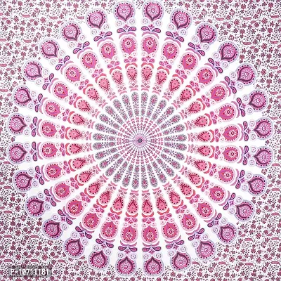 DRAVY HANDICRAFTS Tapestry Mandala Ombre Wall Hanging Cotton Bedsheet (Multicolor 2, Twin 84x54 Inches)-thumb5