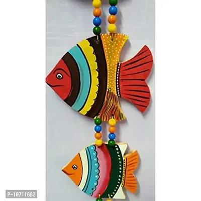 DRAVY HANDICRAFTS Hand-Painted Hanging Fish Main Door Latkan Toran Wall Decoration (Size-24 Inches, Multicolour)-thumb5