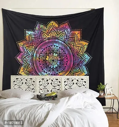 DRAVY HANDICRAFTS Tapestry Mandala Ombre Tapestry Wall Hanging Bedsheet Cotton Bedsheet Wall Tapestry Bed Wall Hanging Tapestry (Multicolour 7, Twin (84x54 Inches))-thumb2