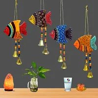 DRAVY HANDICRAFTS Hanging Fish for Main Door Garden Balcony Decoration Hanging Items for Room Wall Decor Decorative for Home (Set of 4 Unit) (Length-12 inch) (Multicolour 1)-thumb1