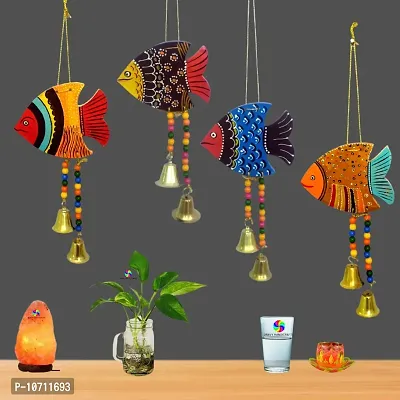 DRAVY HANDICRAFTS Hanging Fish for Main Door Garden Balcony Decoration Hanging Items for Room Wall Decor Decorative for Home (Set of 4 Unit) (Length-12 inch) (Multicolour 1)-thumb2