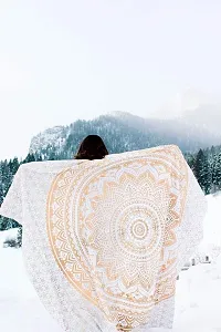 DRAVY HANDICRAFTS Cotton Mandala Ombre Wall Hanging Tapestry Bedsheet (White, Twin , 84x54 Inches)-thumb4