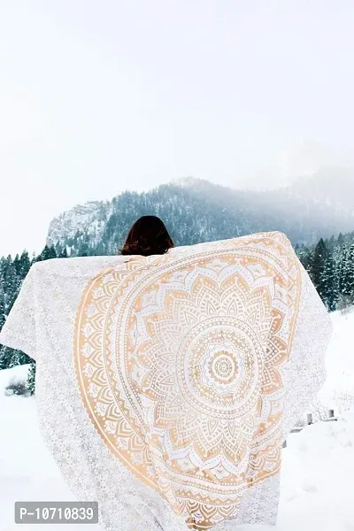 DRAVY HANDICRAFTS Cotton Mandala Ombre Wall Hanging Tapestry Bedsheet (White, Twin , 84x54 Inches)-thumb5