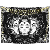 DRAVY HANDICRAFTS Cotton Sun Moon and Star Tapestry Wall Hanging (Twin, 84x54 Inches, Black & White)-thumb2