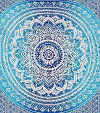 DRAVY HANDICRAFTS Cotton Mandala Ombre Tapestry Wall Hanging Bedsheet (Blue, Twin , 84x54 Inches)-thumb2