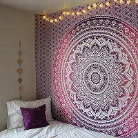 DRAVY HANDICRAFTS Cotton Tapestry Mandala Tapestry Wall Hanging Bedsheet Wall Hanging (Purple, Twin)-thumb1