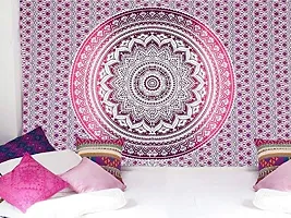 DRAVY HANDICRAFTS Tapestry Mandala Ombre Cotton Bedsheet Wall Hanging (Purple, Twin-84x54 Inches)-thumb3