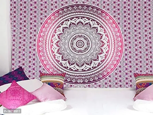 DRAVY HANDICRAFTS Tapestry Mandala Ombre Cotton Bedsheet Wall Hanging (Purple, Twin-84x54 Inches)-thumb4