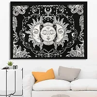 DRAVY HANDICRAFTS Cotton Sun Moon and Star Tapestry Wall Hanging (Twin, 84x54 Inches, Black & White)-thumb3