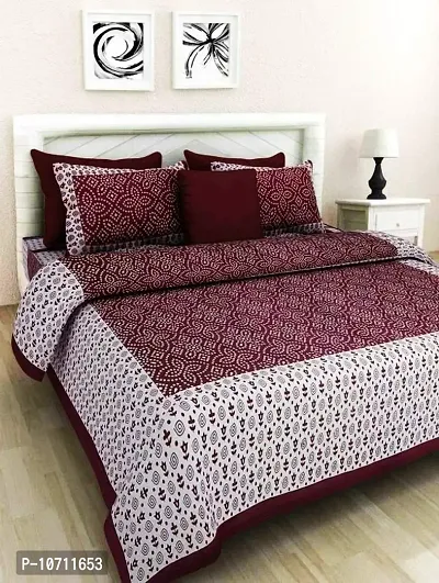 DRAVY HANDICRAFTS Double Bedsheet Rajasthani Jaipuri Traditional Printed Bedspread Bedcover Cotton Double Bedsheet with 2 Pillow Covers Size-90x84 Inches (A 4, Double, Queen)-thumb0