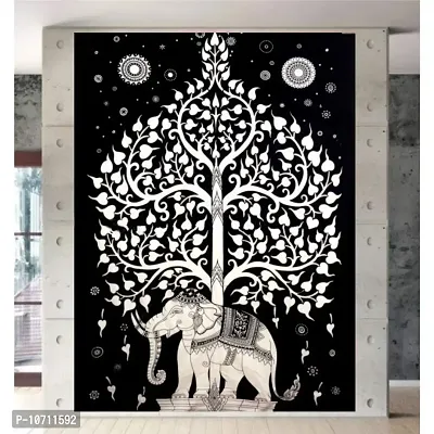 DRAVY HANDICRAFTS Tapestry Wall Hanging Mandala Tapestry Cotton Wall Hanging Tapestry Wall Hanging Wall D?cor (B/W ,Twin (Size-84x54 Inches)