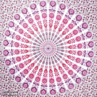 DRAVY HANDICRAFTS Tapestry Mandala Peacock Wing Tapestry Wall Hanging Bedsheet Cotton Bedsheet Wall Tapestry Bed Cover Wall Hanging Tapestry (Pink, Twin (84X54 Inches))-thumb4