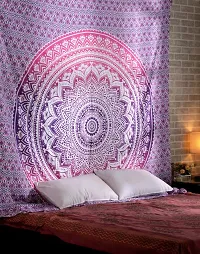 DRAVY HANDICRAFTS Cotton Tapestry Mandala Tapestry Wall Hanging Bedsheet Wall Hanging (Purple, Twin)-thumb4