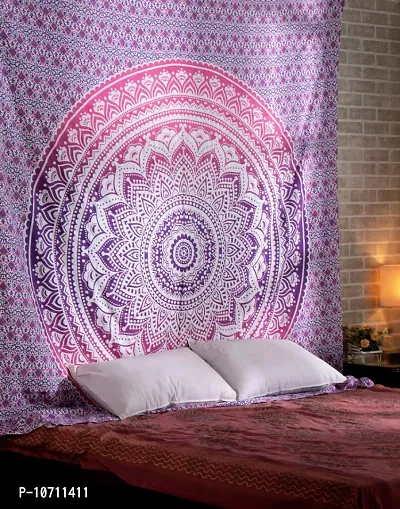 DRAVY HANDICRAFTS Cotton Tapestry Mandala Tapestry Wall Hanging Bedsheet Wall Hanging (Purple, Twin)-thumb5