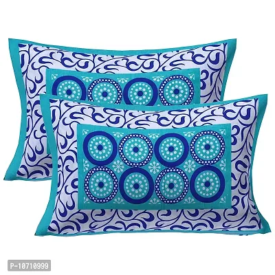 DRAVY HANDICRAFTS 300 TC Cotton Dobule Bedsheet Rajasthani Jaipuri Traditional Printed Bedspread Bedcover with 2 Pillow Covers (Blue and Green, Double (100x90 Inches))-thumb4