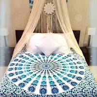 DRAVY HANDICRAFTS Tapestry Mandala Peacock Wing Tapestry Wall Hanging Bedsheet Cotton Bedsheet Wall Tapestry Bed Cover Wall Hanging Tapestry (Turquoise, Twin (84X54 Inches))-thumb3