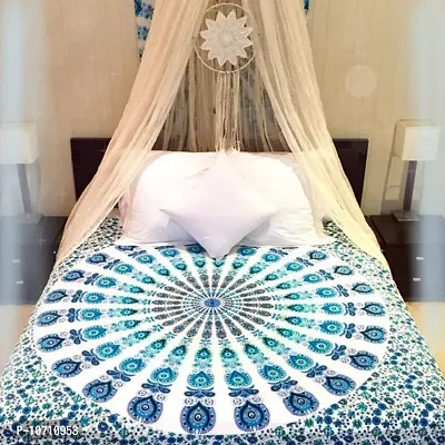 DRAVY HANDICRAFTS Tapestry Mandala Peacock Wing Tapestry Wall Hanging Bedsheet Cotton Bedsheet Wall Tapestry Bed Cover Wall Hanging Tapestry (Turquoise, Twin (84X54 Inches))-thumb4