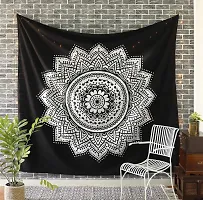 DRAVY HANDICRAFTS Mandala Ombre Cotton Wall Hanging Tapestry (Black, Twin - 84x54 Inches)-thumb1