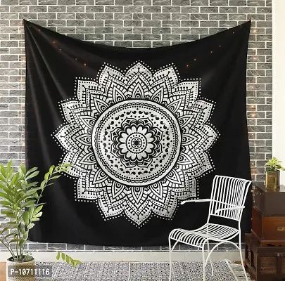 DRAVY HANDICRAFTS Mandala Ombre Cotton Wall Hanging Tapestry (Black, Twin - 84x54 Inches)-thumb2