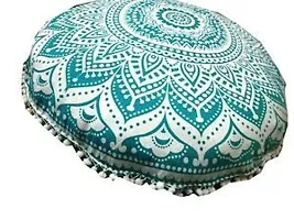 DRAVY HANDICRAFTS Tapestry Pouf Soft Cozy Large Floor Cushion Cover Ottoman Without Filler Size-32 inches Round Green Ombre Patang-thumb2