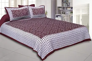 DRAVY HANDICRAFTS Double Bedsheet Rajasthani Jaipuri Traditional Printed Bedspread Bedcover Cotton Double Bedsheet with 2 Pillow Covers Size-90x84 Inches (A 4, Double, Queen)-thumb1