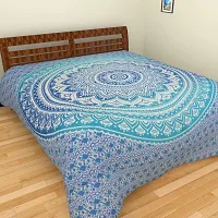 DRAVY HANDICRAFTS Cotton Mandala Ombre Tapestry Wall Hanging Bedsheet (Blue, Twin , 84x54 Inches)-thumb1