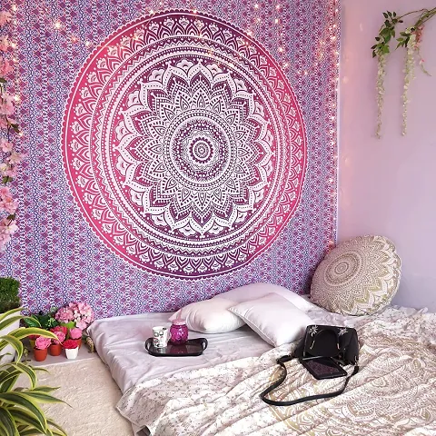 JIYA MURTI ARTS Tapestry Mandala Ombre Tapestry Wall Hanging Bedsheet Cotton Bedsheet Wall Tapestry Bed Wall Hanging Tapestry