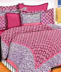 DRAVY HANDICRAFTS 300 TC Cotton Dobule Bedsheet Rajasthani Jaipuri Traditional Printed Bedspread Bedcover with 2 Pillow Covers (Pink, Double (100x90 inches))-thumb3