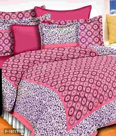 DRAVY HANDICRAFTS 300 TC Cotton Dobule Bedsheet Rajasthani Jaipuri Traditional Printed Bedspread Bedcover with 2 Pillow Covers (Pink, Double (100x90 inches))-thumb4