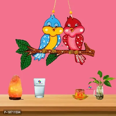 DRAVY HANDICRAFTS Hanging Birds Couple Hand-Painted Main Door Latkan Toran For Garden Decorative Wall Hanging Balcony Decoration Hanging Items For Living Room Bedroom Wall D?cor Decorative for Home (Length-12 inch)-thumb2