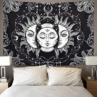 DRAVY HANDICRAFTS Cotton Sun Moon and Star Tapestry Wall Hanging (Twin, 84x54 Inches, Black & White)-thumb4