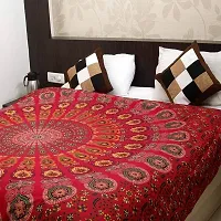 Dravy Handicrafts Peacock Wing Single Wall Hanging Tapestry/Bedspread/ Throw Blanket/ Mat (Red, 84 x 54 Inches)-thumb3