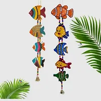 DRAVY HANDICRAFTS Hanging Fish Hand-Painted Main Door Latkan Toran For Garden Decorative Wall Hanging Balcony Decoration Hanging Items For Living Room Wall D?cor Decorative for Home (Length-24 inch) (Set Of 2 Unit) (Multicolour 9)-thumb1