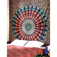 DRAVY HANDICRAFTS Mandala Ombre Cotton Bedsheet Wall Hanging Tapestry (Multicolor, Twin (84x54 Inches))-thumb4