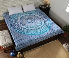 DRAVY HANDICRAFTS Cotton Mandala Ombre Tapestry Wall Hanging Bedsheet (Blue, Twin , 84x54 Inches)-thumb3