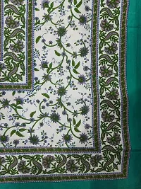 DRAVY HANDICRAFTS 300 TC Cotton Double Bedsheet Ahmadabad Rajasthani Jaipuri Printed Bedsheet Bedspread Bedcover Bedsheet with 2 Pillow Covers (Size-90x84 Inches) (Sea Green, Double, Queen)-thumb2