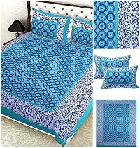 DRAVY HANDICRAFTS Double Bedsheet Rajasthani Jaipuri Traditional Printed Bedspread Bedcover Cotton Double Bedsheet with 2 Pillow Covers Size-90x84 Inches (A 15, Double, Queen)-thumb4