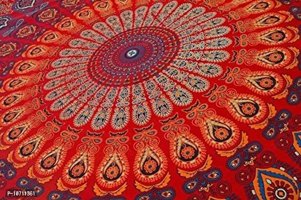 Dravy Handicrafts Peacock Wing Single Wall Hanging Tapestry/Bedspread/ Throw Blanket/ Mat (Red, 84 x 54 Inches)-thumb3