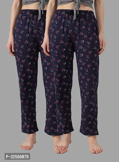 Trendy Multicoloured Cotton Printed Pajama For Women Pack Of 2-thumb0