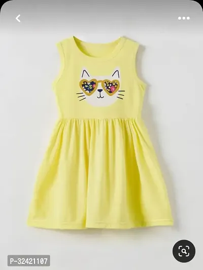 Stylish Yellow Cotton Printed Frocks For Girl