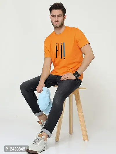 SIVACCHI Latest Stylish Men's (T07-ORA) Orange Casual T-Shirt(Medium)-thumb4